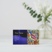 KOLOPENDE VOGELS EN ZWEEKDIEREN BLAUW-MONOGRAM VISITEKAARTJE (Staand voorkant)