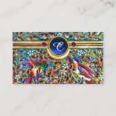 KOLOPENDE VOGELS EN ZWEEKDIEREN BLAUW-MONOGRAM VISITEKAARTJE (Achterkant)