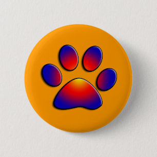 KOLORFUL PAW, sinaasappel Ronde Button 5,7 Cm