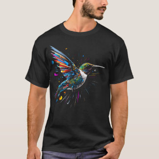 Kolorietvolle Kolibrie Kunst Polygon Vogel T-shirt