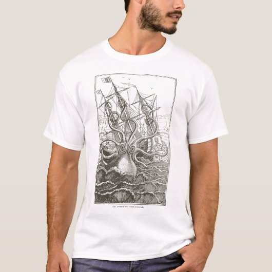 Kolosale Octopus Kraken Aangrijpend Schip Zeemonst T-shirt (Voorkant)
