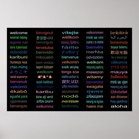 Kolossaal welkom in Poster 80 talen - 5 formaten! (Voorkant)