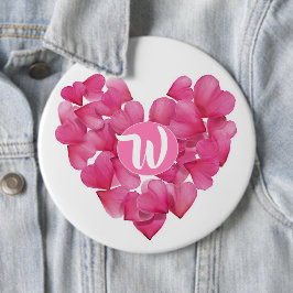 Kolossale Badge met monogram roos bloemblaadjes ha Ronde Button 6,0 Cm