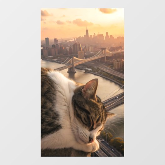 Kolossale kat slaapt als een hele stad raamsticker (Vel)