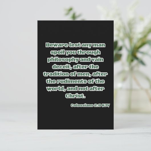 Kolossenzen 2:8 KJV Bijbel Verse Groet Kaart (Staand voorkant)