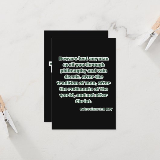 Kolossenzen 2:8 KJV Bijbel Verse Groet Kaart (Voorkant / Achterkant in situ)