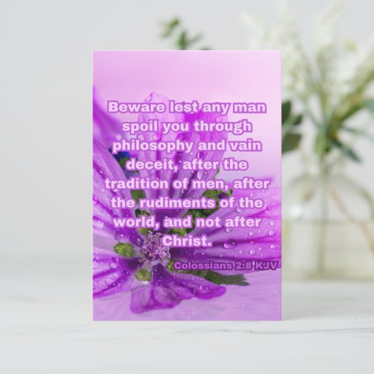 Kolossenzen 2:8 KJV Bijbel Verse Pic Groet Kaart (Staand voorkant)