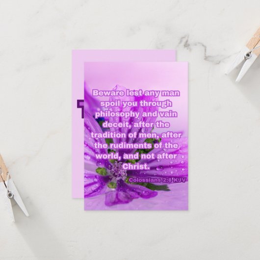 Kolossenzen 2:8 KJV Bijbel Verse Pic Groet Kaart (Voorkant / Achterkant in situ)
