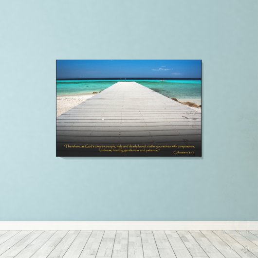 Kolossenzen 3:12 Christelijk Bijbelvers Canvas Art Afdruk (Insitu (Houten vloer))