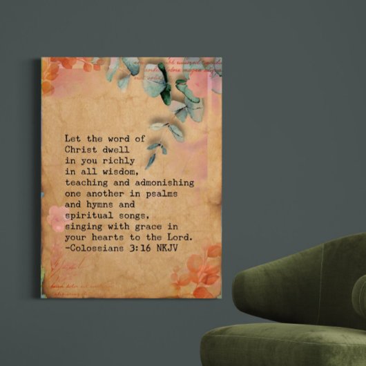 Kolossenzen 3:16 Canvas Muur Art 30x40 Afdruk