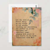 Kolossenzen 3:16 NKJ Bijbelvers Afbeelding Briefkaart (Voorkant / Achterkant)