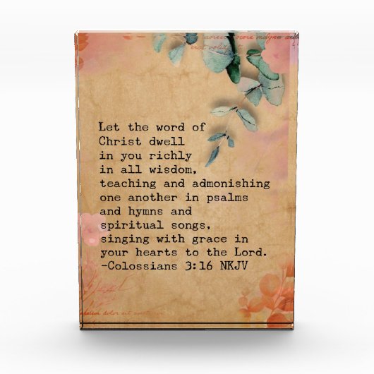 Kolossenzen 3:16 NKJ Bijbelvers Afbeelding Fotoblokken (Voorkant)