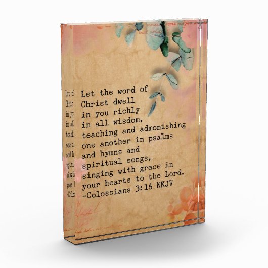 Kolossenzen 3:16 NKJ Bijbelvers Afbeelding Fotoblokken (Links)