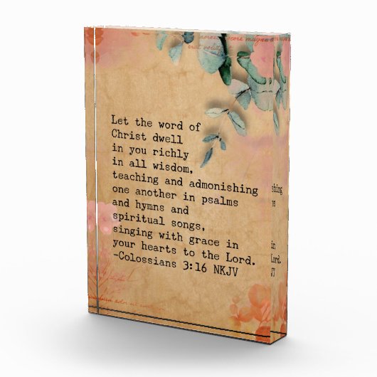 Kolossenzen 3:16 NKJ Bijbelvers Afbeelding Fotoblokken (Rechts)