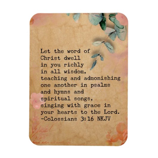 Kolossenzen 3:16 NKJV Bijbel Verse Magneet (Verticaal)