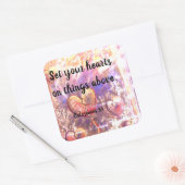 Kolossenzen 3:1 Christelijke Bijbel Schrift Sticke Vierkante Sticker (Envelop)