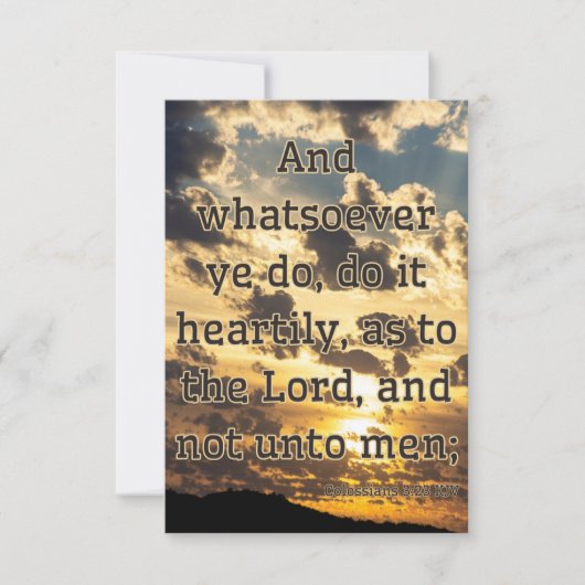 Kolossenzen 3:23 KJV Bijbelvers Pic Groet Kaart (Voorkant)