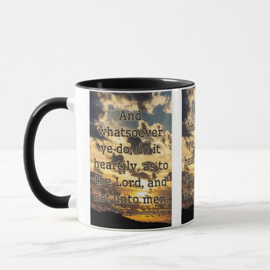 Kolossenzen 3:23 KJV Bijbelvers Pic Two-Tone Mok (Links)
