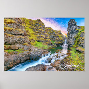 Kolufossar Waterfall, IJsland Poster