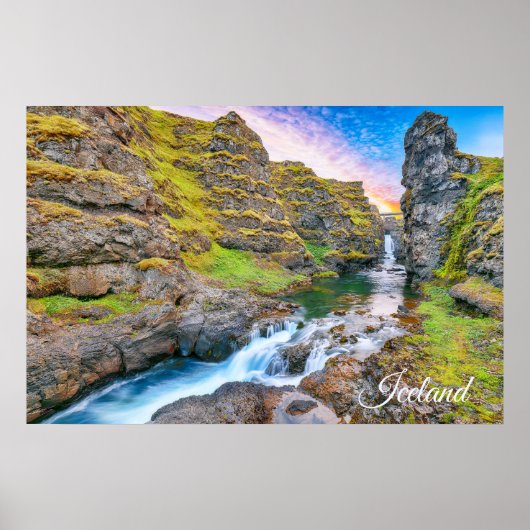 Kolufossar Waterfall, IJsland Poster (Voorkant)