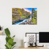 Kolufossar Waterfall, IJsland Poster (Thuiskantoor)