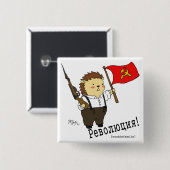 Kolya "Revolutie!" knoop Vierkante Button 5,1 Cm (Voorkant /achterkant)