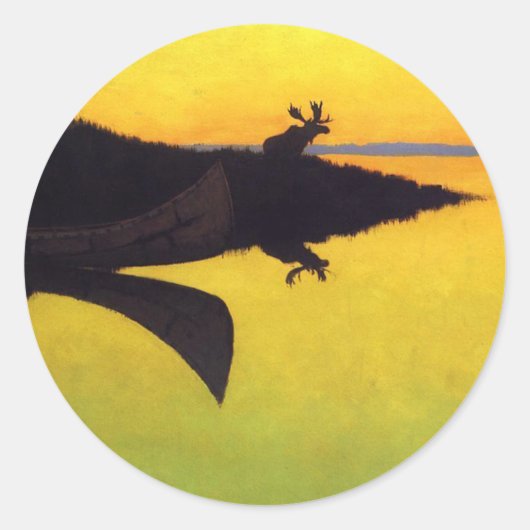 Kom aan de Vraag ~ Frederic Remington Ronde Sticker (Voorkant)