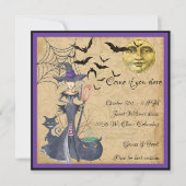 Kom als je durft heks Halloween Party Kaart (Voorkant)
