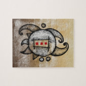 Kom alsjeblieft in de Abstracte Jigzaag Puzzle Legpuzzel (Horizontaal)