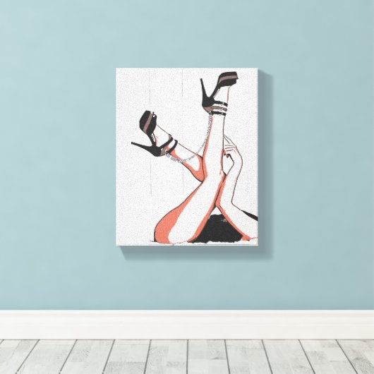 Kom baby laten we spelen, kinky meisje poseren can canvas afdruk (Insitu (Houten vloer))