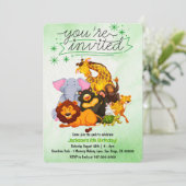 Kom bij de roedel Safari Dieren Feestje Kaart (Staand voorkant)