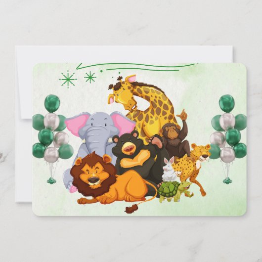 Kom bij de roedel Safari Dieren Feestje Kaart (Achterkant)