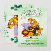 Kom bij de tropische dierenfeest uitnodiging (Voorkant / Achterkant)