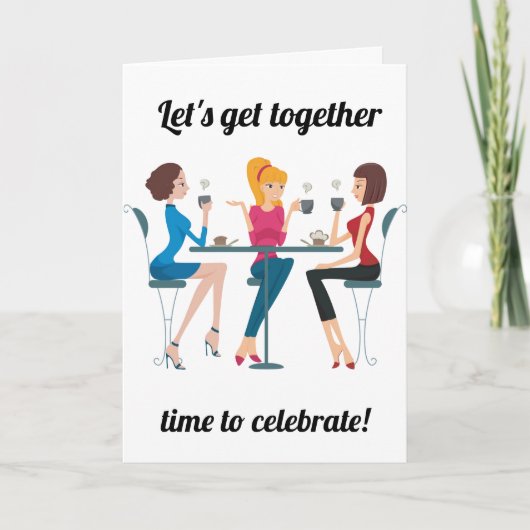 KOM BIJ ELKAAR OM JE VERJAARDAG TE VIEREN KAART (Voorkant)