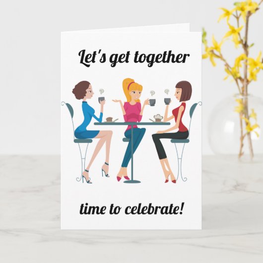 KOM BIJ ELKAAR OM JE VERJAARDAG TE VIEREN KAART (Gele Bloem)