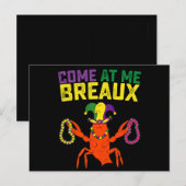 Kom bij me Breaux Crawfish Mardi Gras Carnaval Briefkaart (Voorkant / Achterkant)