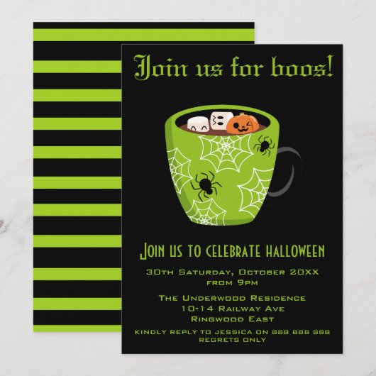 KOM BIJ ONS AAN VOOR BOOS HALLOWEEN PARTIJ KAART (Voorkant / Achterkant)