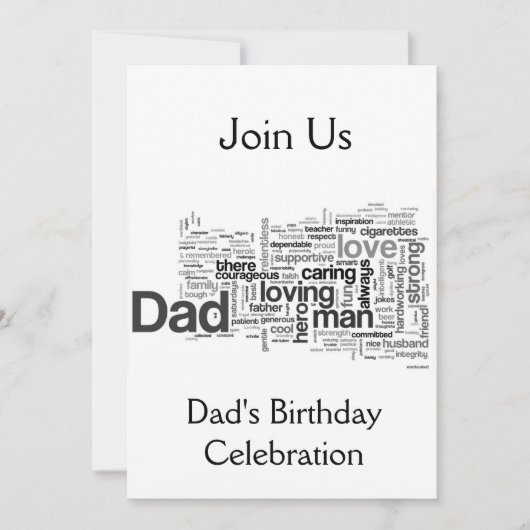 KOM BIJ ONS AAN VOOR "DAD'S BIRTHDAY"-INVITATIE KAART (Voorkant)