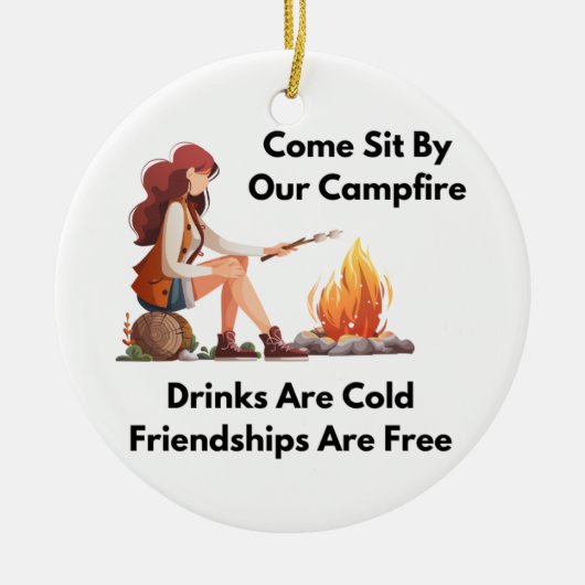 Kom bij ons kampvuur zitten op een keramisch ornament (Voorkant)