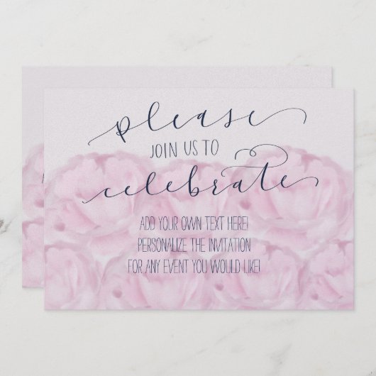 Kom bij ons om kalligrafie en pioenrozen te vieren kaart (Voorkant / Achterkant)