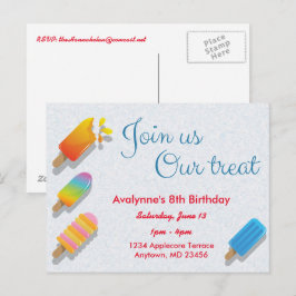 Kom bij ons onze traktatie ijslolly uitnodigingska uitnodiging briefkaart