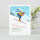 Kom bij ons op de pistes Feestelijke uitnodiging (Staand voorkant)