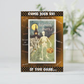 Kom bij ons! Skeleton Halloween Party Uitnodiging (Staand voorkant)