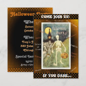 Kom bij ons! Skeleton Halloween Party Uitnodiging (Voorkant / Achterkant)
