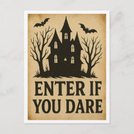 Kom binnen als je durft Vintage Halloween Briefkaart
