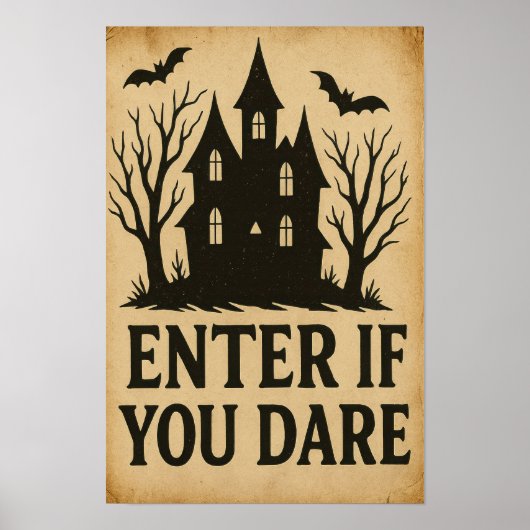 Kom binnen als je durft Vintage Halloween Poster (Voorkant)