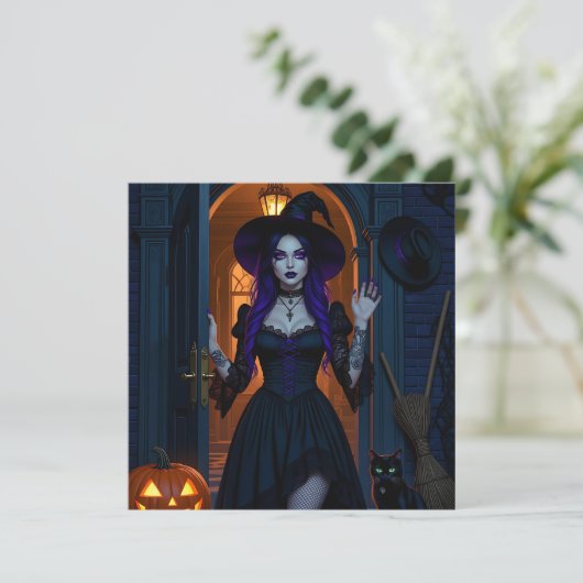 Kom binnen als je durft | Wicked Witch Halloweenfe Kaart (Staand voorkant)
