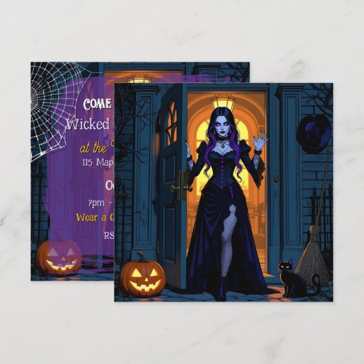 Kom binnen als je durft | Wicked Witch Halloweenfe Kaart (Voorkant / Achterkant)