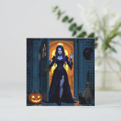 Kom binnen als je durft | Wicked Witch Halloweenfe Kaart (Staand voorkant)