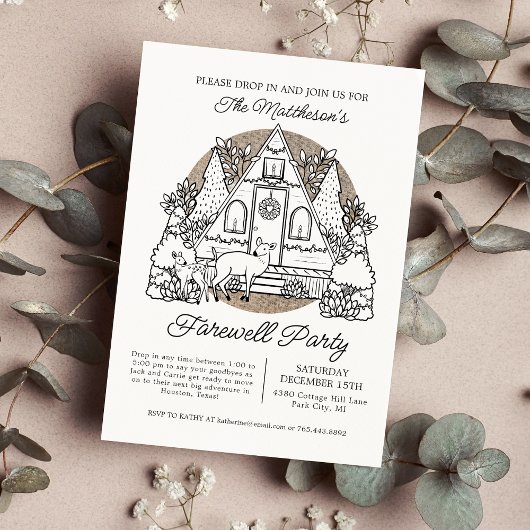 Kom binnen Even langs December Afscheidsfeestje Kaart